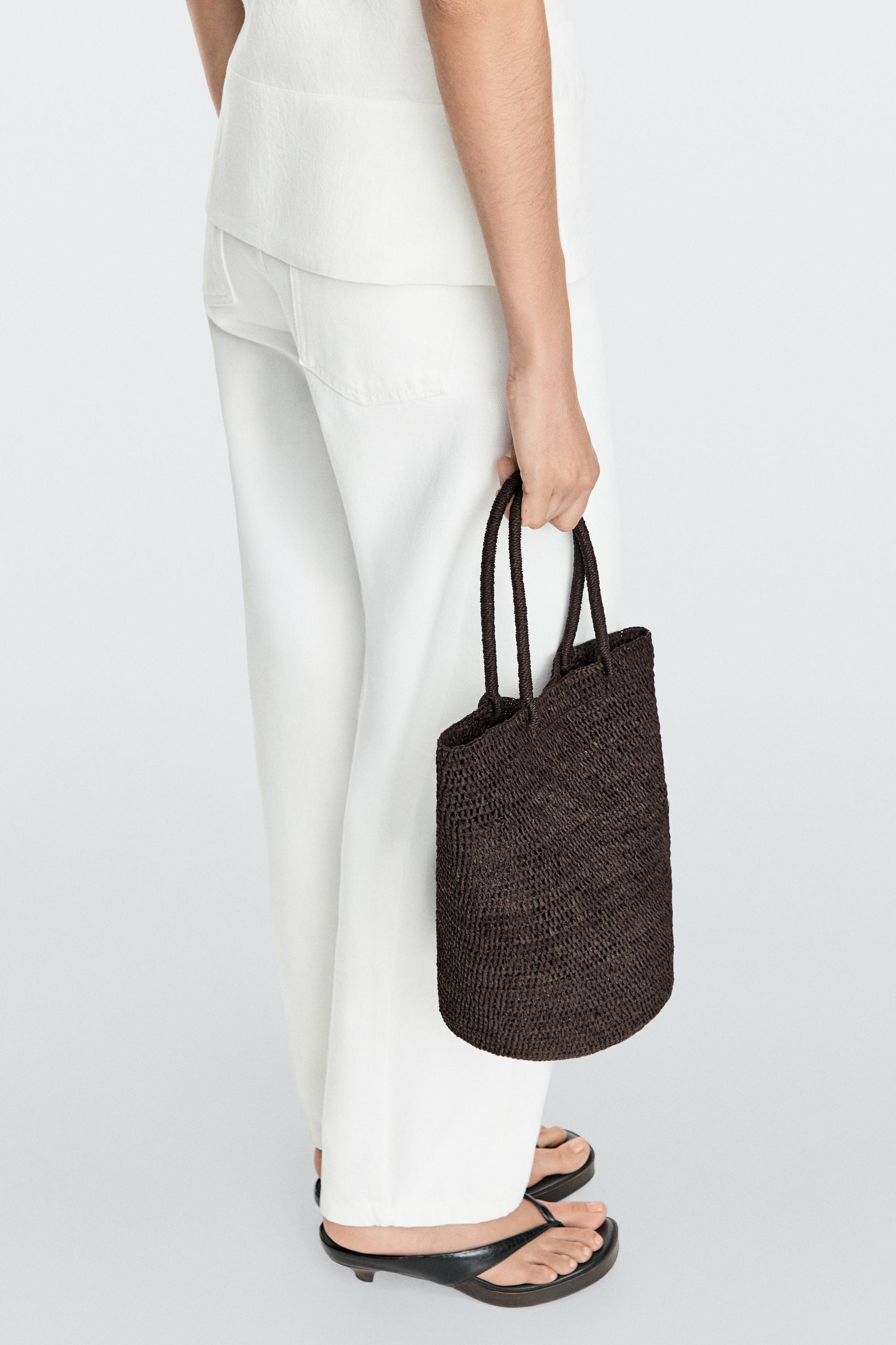 Mini sac seau raphia